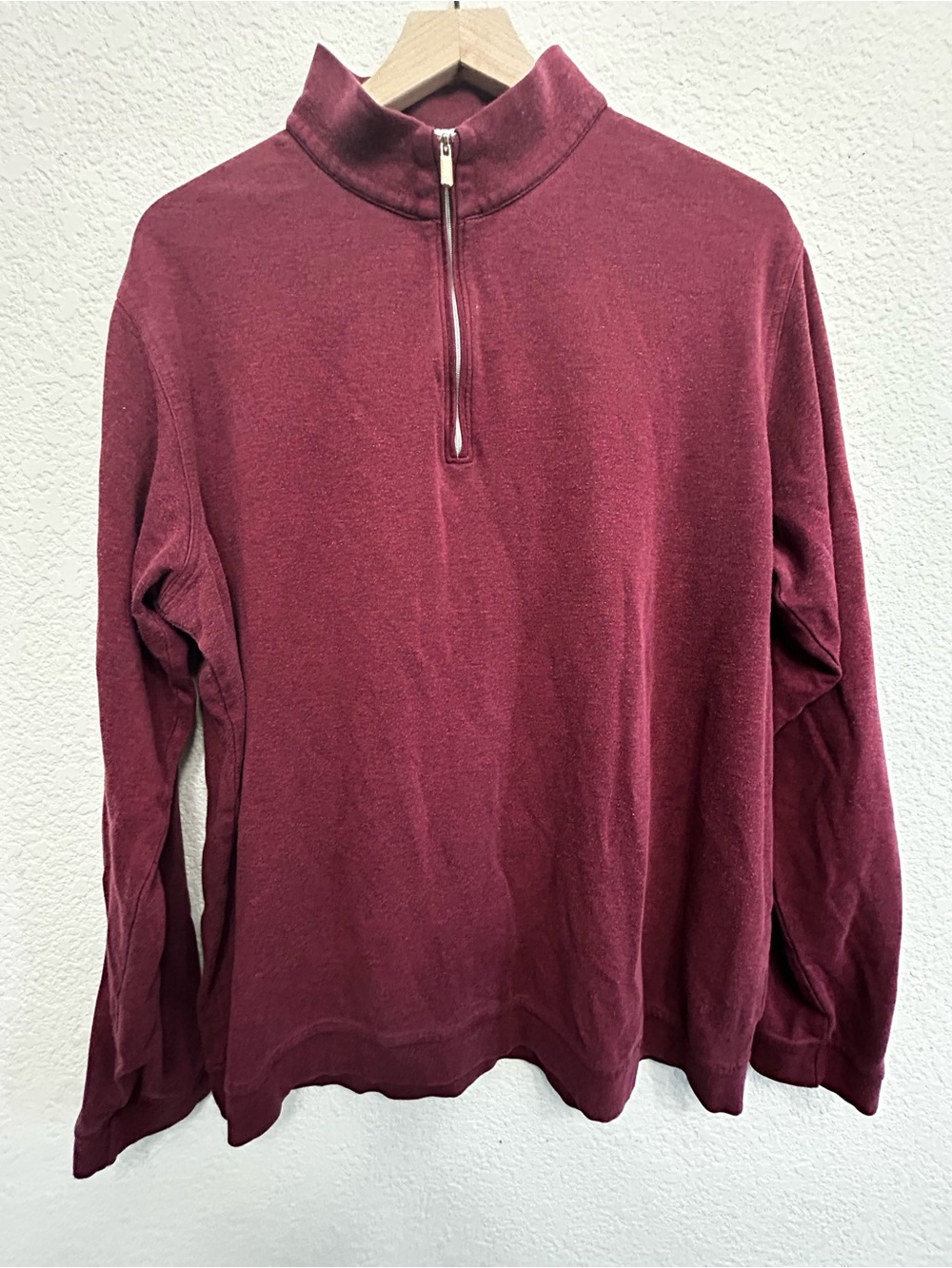 Peter Millar Crown Comfort Quarter Zip Pullover Mens XL Burgundy Maroon Sweater